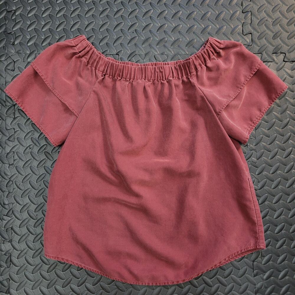 H & M Off Shoulder Top Puff Sleeve Size 6 Capsule Wardrobe Minimalist Boho